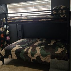 Twin Over Full Bunk Bed; Black Metal