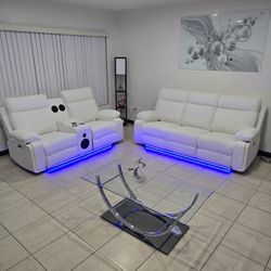 Sofa Y Loveseat (2) Reclinable Led Electrico 