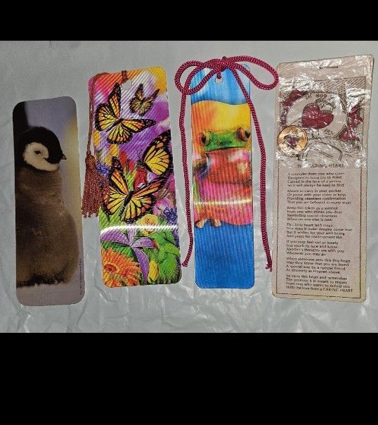 4 Bookmarks Butterflies Frog Penguins