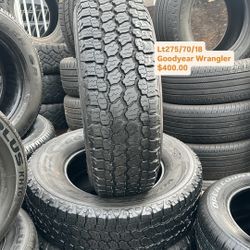 Lt275/70/18 Goodyear Wrangler 98% TREAD LIFE All Four Tires Semi New ❗| Por favor Pregunta Por Disponilildad, PLEASE ASK Me For Availability |❗