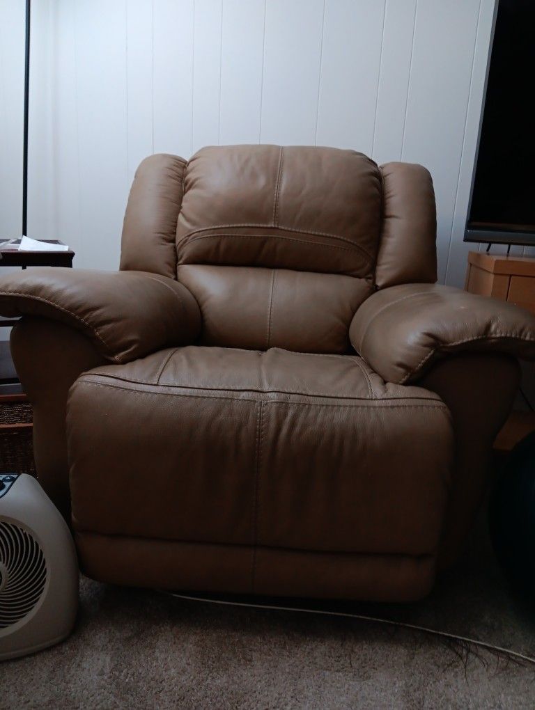 Stuffed Leather Rocking,  Reclining Chair