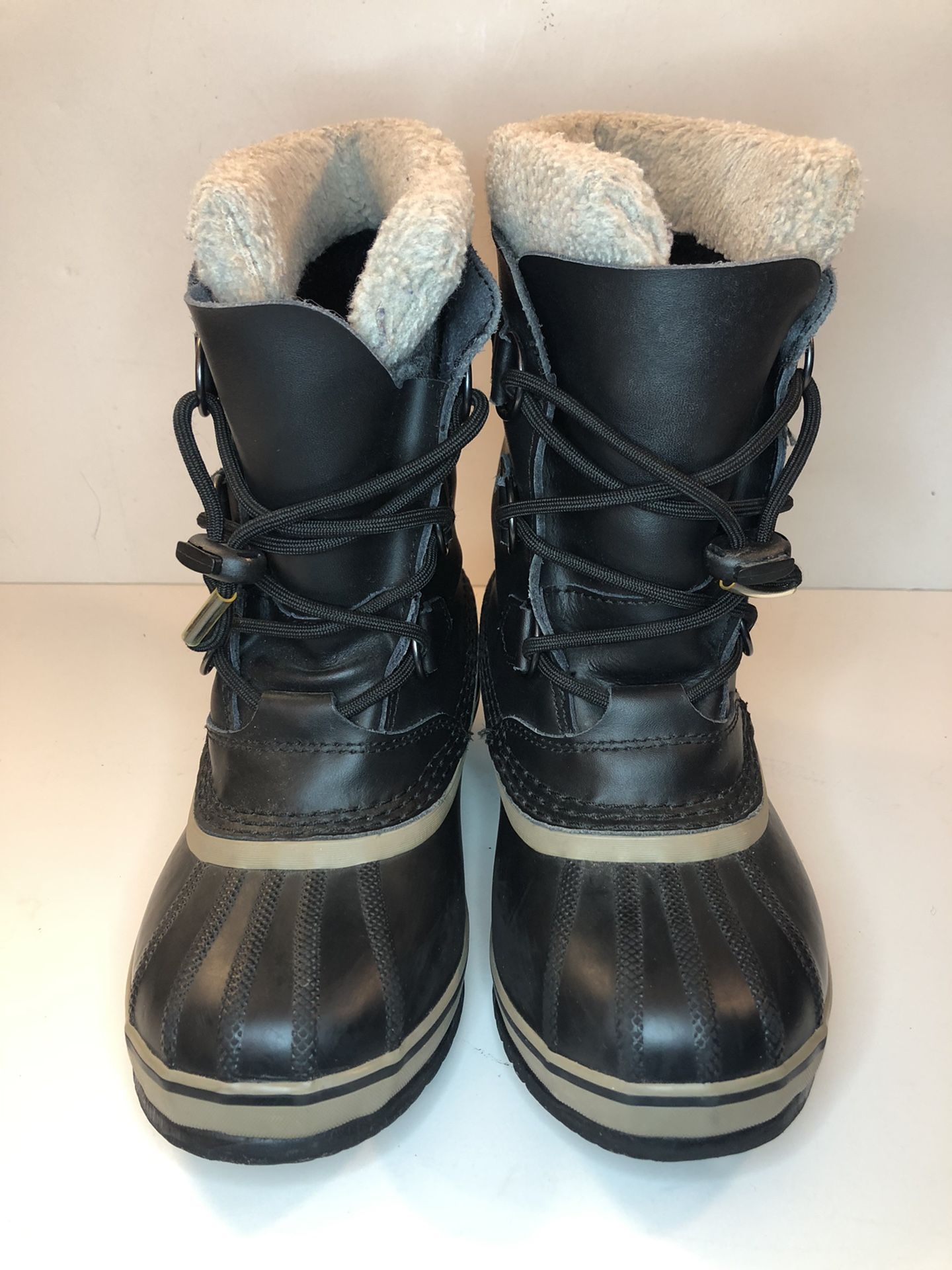 Sorel Yoot Pac Black Leather Rubber Winter Snow Boots Youth Size 3 NY1880-013