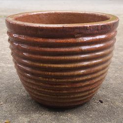Beautiful Brown Lined Ceramic Flower Pot 