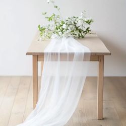 2 Pack 75x600cm for Wedding arch, chairs, aisle  or sweetheart table decoration - white tulle fabric