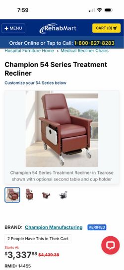 Champion 54 Series Manual Medical Recliner/Transport