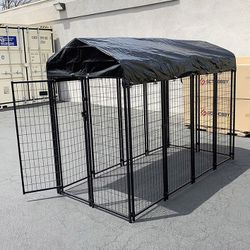 (NEW) $260 Large Heavy Duty Kennel with Cover Dog Cage Crate Pet Playpen (8’L x 4’W x 6’H) 