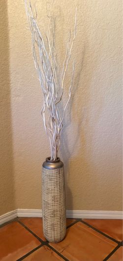 56 inch tall vase with wood vine