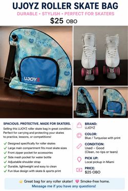 🛼 UJOYZ Roller Skate Bag – Blue/Turquoise