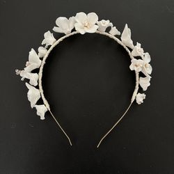 Porcelain White Floral Bridal Headband