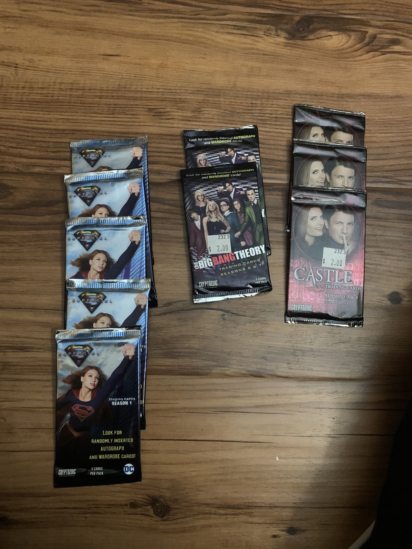 Super woman, castle, and the Big Bang theory collection cards 😆