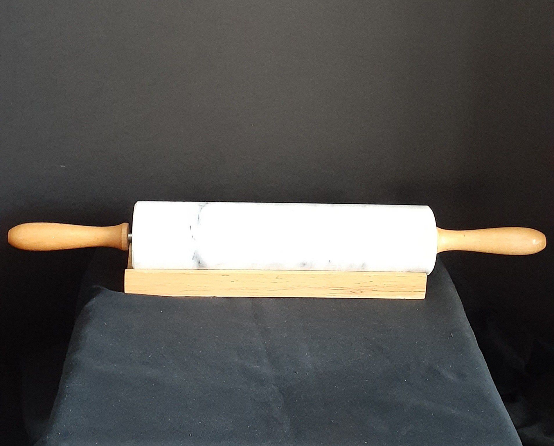 White Marble Rolling Pin With Holder