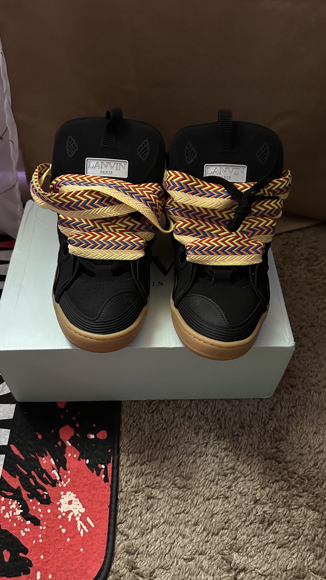 Black leather Lanvin Curb Sneakers (Sz 42)