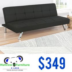 Joel Upholstered Tufted Convertible Sofa Bed Black