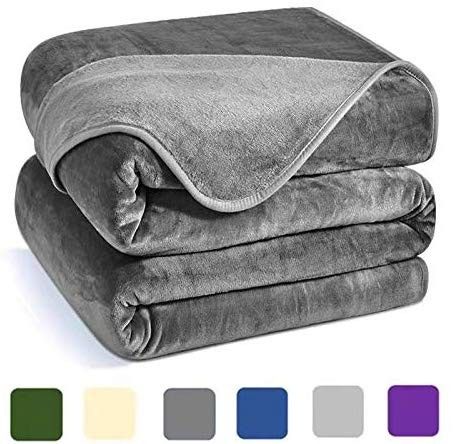 Luxury Fleece Blanket,350GSM Blankets Super Soft Warm Thick Blanket for Home Bed Blankets Queen Size, Dark Grey 90×90 in