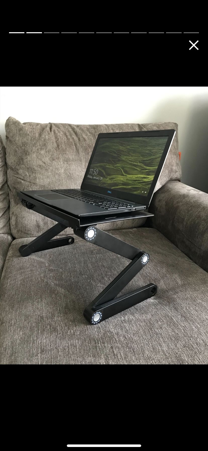 HUANUO Adjustable Laptop Stand for up to 17 inch Laptops, Portable Laptop Table Stand with 2 CPU Cooling Fans, Detachable Mouse Pad, Ergonomic Lap Des