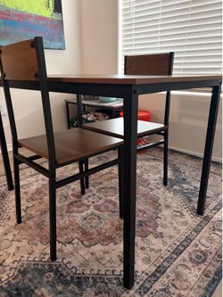 3-Piece Industrial Dining Set with Table and 2 Chairs