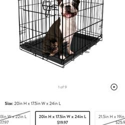 Single Dog 24" Dog Crate And Divider For Small Dog