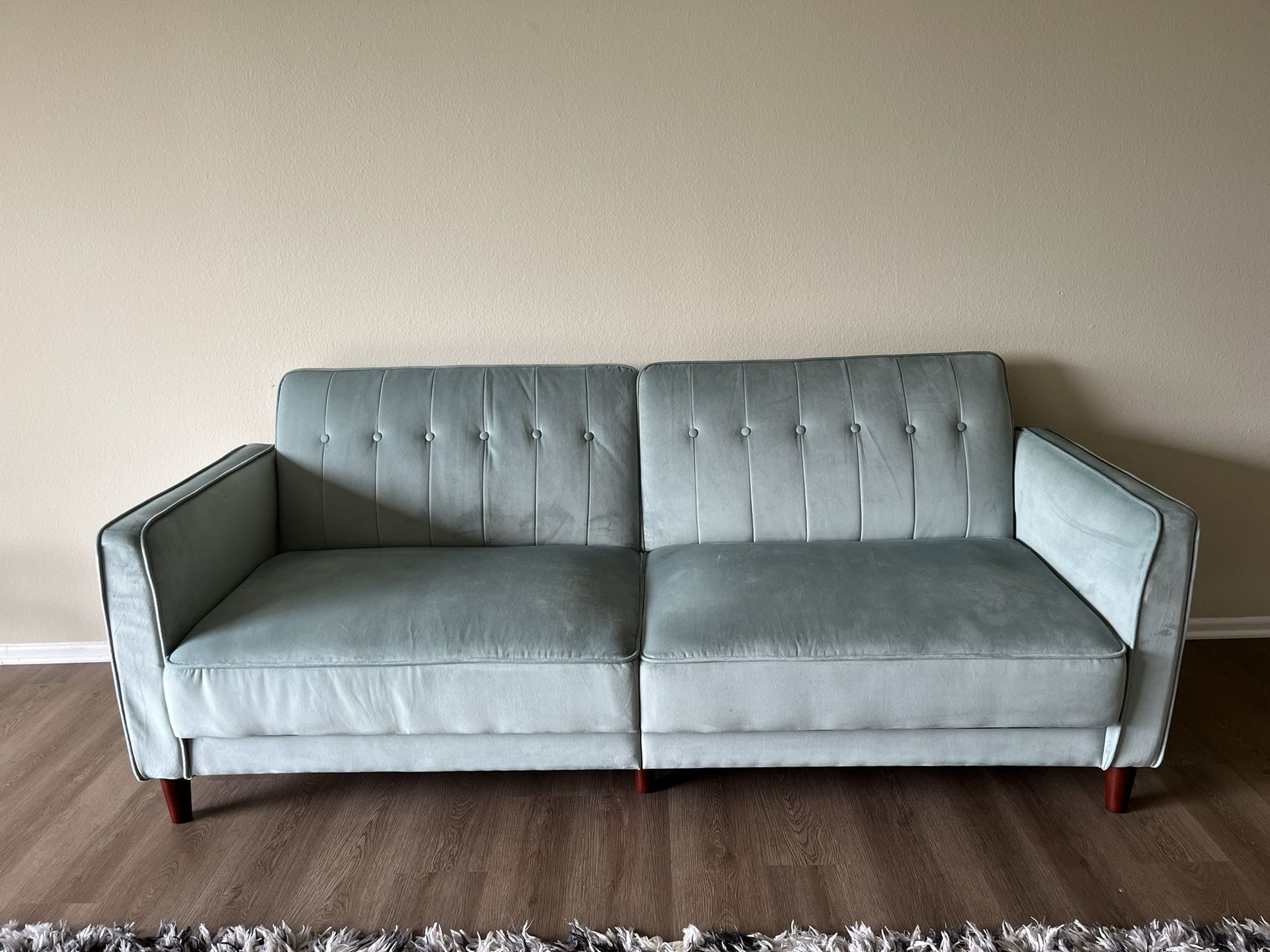 Velvet Square Arm Convertible Sofa