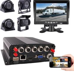 JOINLGO 4 Channel WiFi GPS 4G LTE Cellular 1080P Vehicle Bus CCTV DVR Video Recorder Kit Remote View on APP/Web 4 Side Front Rear View IP68 Backup Cam