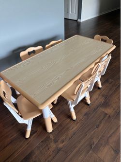 Adjustable Height Kids Table & 6 Chairs