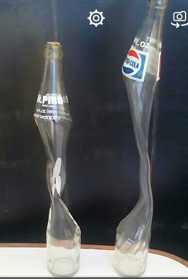 Stretched Vintage Pepsi and Mr. Pibb Glass Bottles