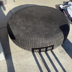 Black Round Ottoman