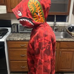 Bape Color Camo Shark Full Zip Hoodie Red  jacket 