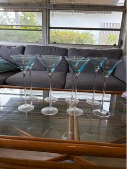 Set of Blue Martini Glasses