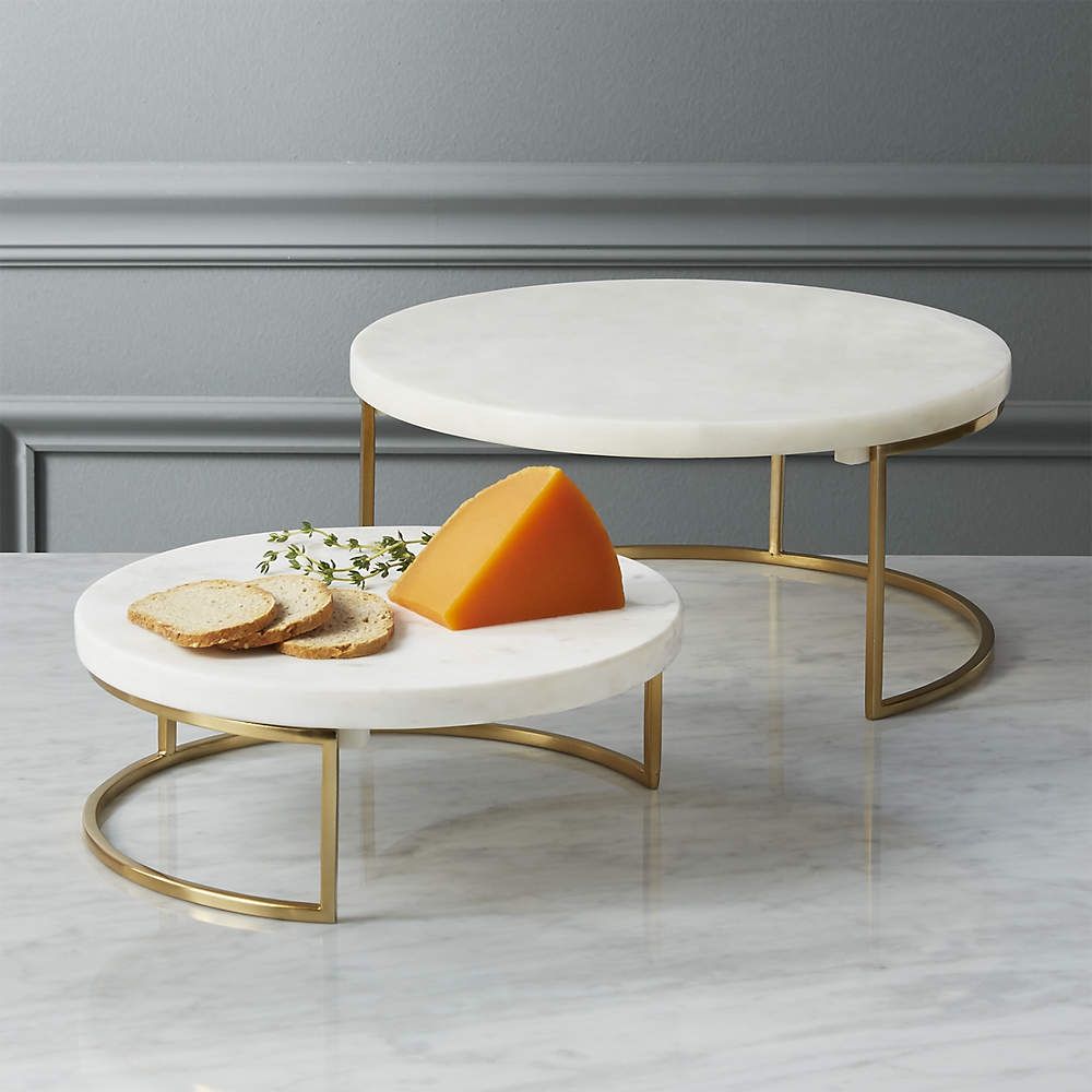 CB2 ESSEX MARBLE CAKE STAND/SERVER SMALL & LARGE