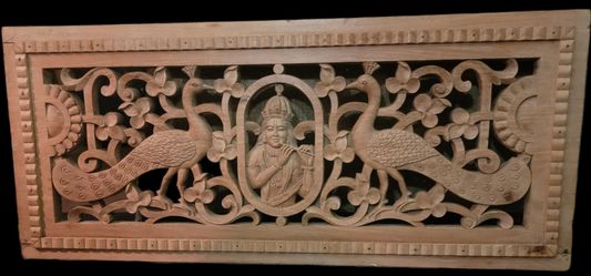 Hand carved wooden architectural panel 42x18