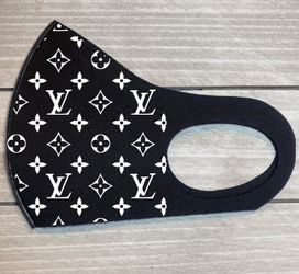 Black Face Mask Covering with White Iron on