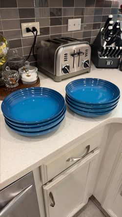 Blue Ceramic Pasta Bowls Set of 8