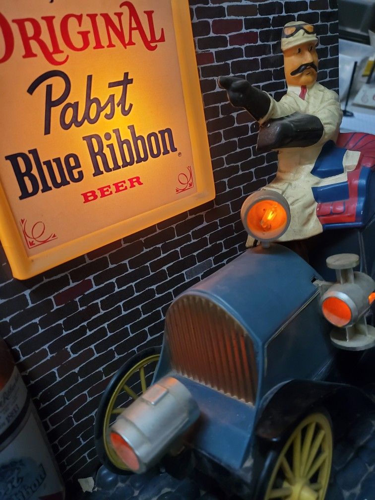 Pabst BLUE Ribbon Vintage Beer Memorabilia Display