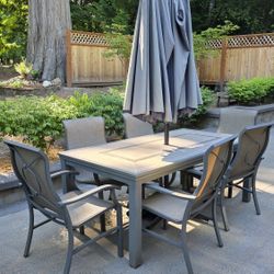 8 Piece Patio Set - With Extra Large Folding Umbrella 