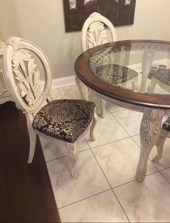 Glass round wooden table