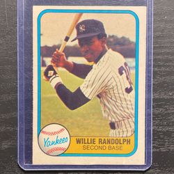 1981 Fleer Willie Randolph Baseball Card #109