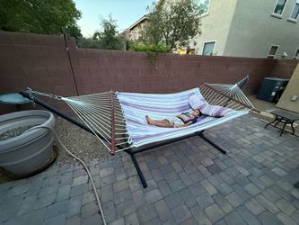 Free-Standing Hammock with Stand & Pillows – $70 OBO