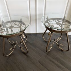Brass End Tables With Glass Top