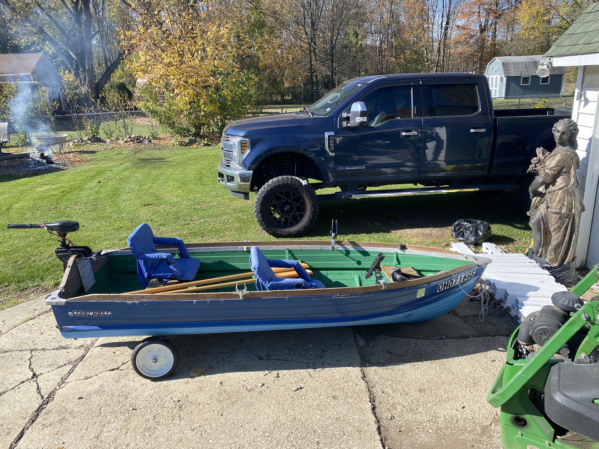 12’ Row Boat With Electric Motor 