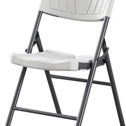 Compact Portable Folding Chair with Steel Frame, Ergonomic Plastic Foldable Chair for Home, Restaurant, Office (White 44cm/17inch)
