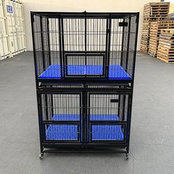 (New) $370 Set of (2) Stackable Heavy-Duty Dog Cage Crate 41x31x65 inches 