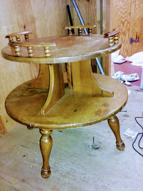Vintage Round 2 Tier Accent Table Solid, Round Table In Castro Valley