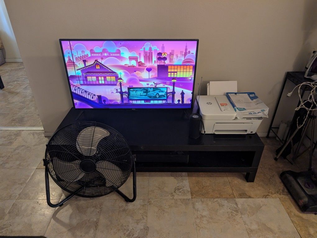 For Sale!!!! TV, TV Stand, HP Printer, Sound bar & Bluetooth Speaker