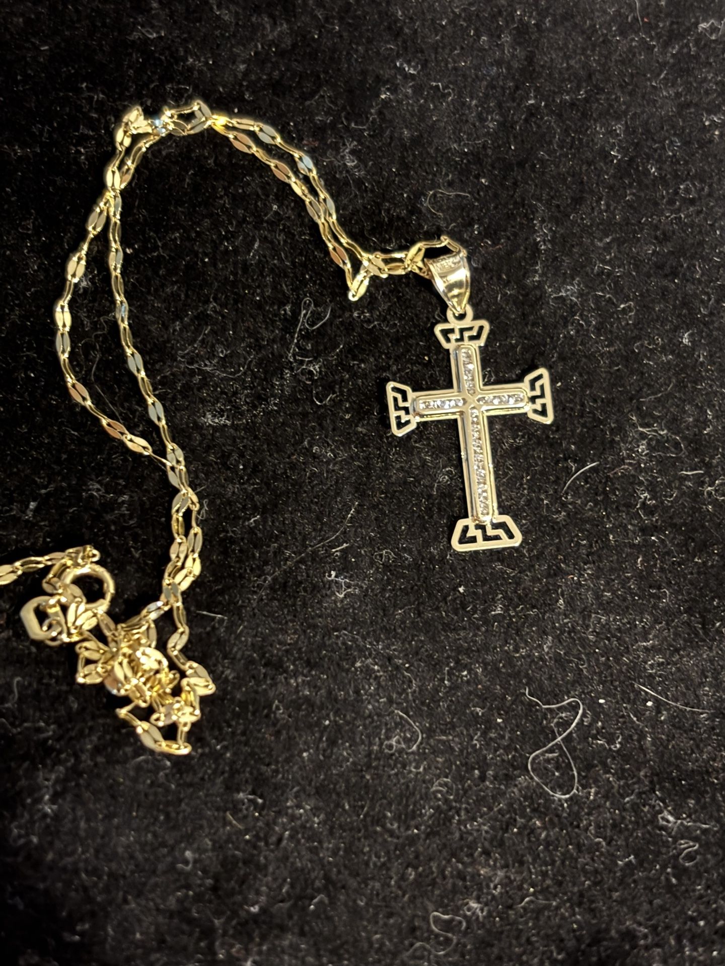 10K SOLID GOLD PENDANT AND MIRROR LINK NECKLACE,