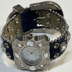 Geneva Elite Watch Women's Casual Stainless Steel Beaded White Dial Silver Tone