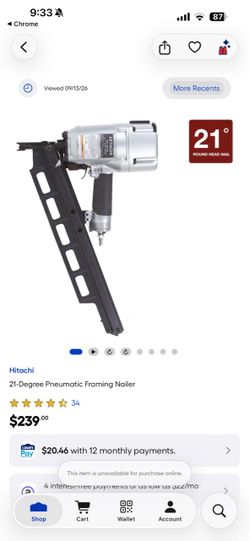 Hitachi 3-1/4” Strip Nailer NR 83A3(S)