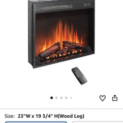 23" Electric Fireplace Insert, Fireplace Heater with Remote, Adjustable 4 Flame Brightness, Log Set, Low Noise, 8H Timer, Overheating Protection, 1400