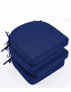 Youyole Outdoor Chair Cushions Set of 4, 18" x 18" x 3" Thick Foam D-Shaped Patio Seat Cushions with Ties, Waterproof & Fade Resistant Kitchen Chair P