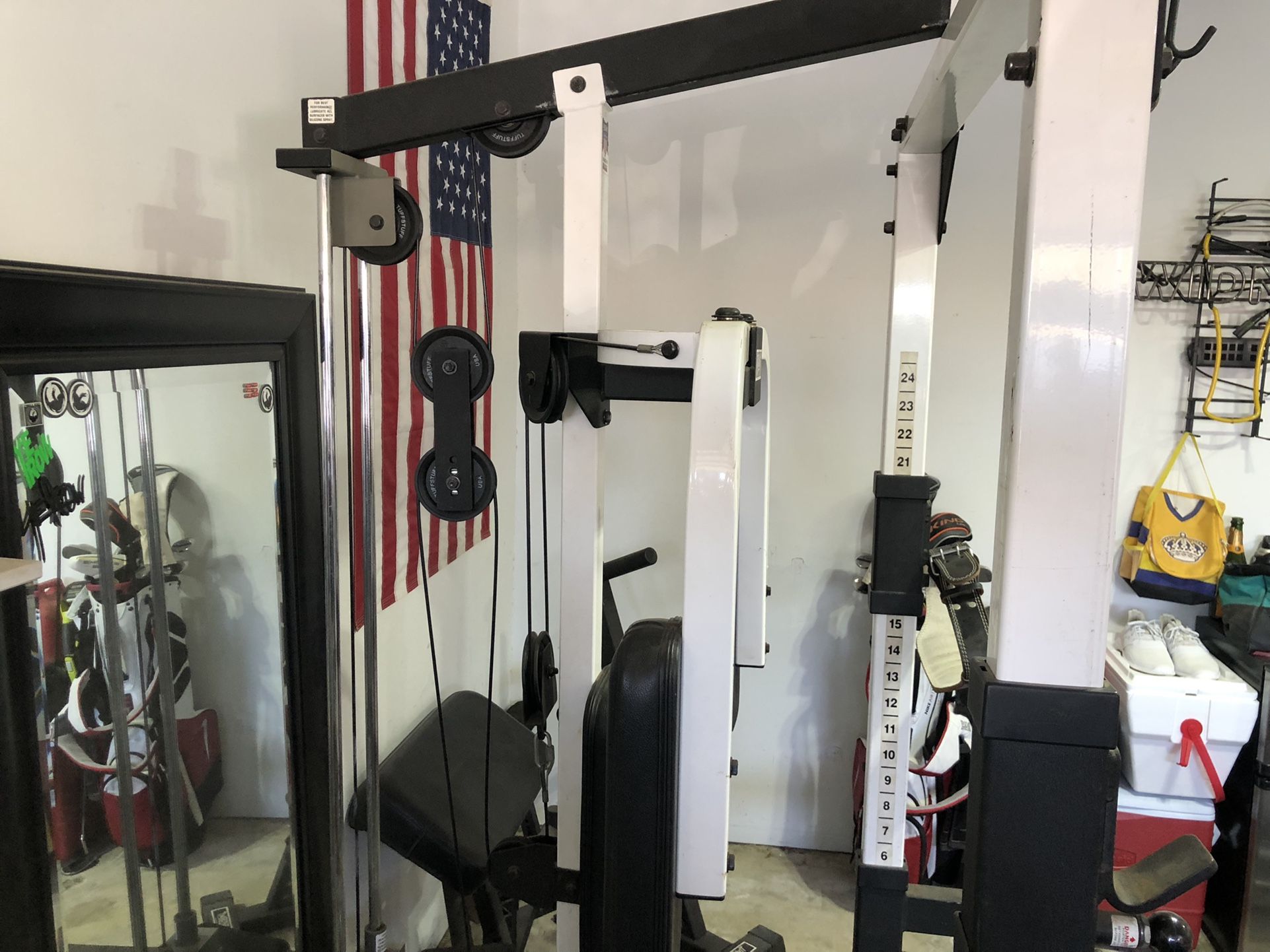 Squat Rack Bench Cable Weight gym Equipment Tuff Stuff Olympic Bar for Sale in Santa Ana, CA
