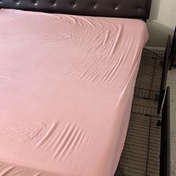 King Size Leather Bed Frame with Head Rest And King Size Mattress On Sell